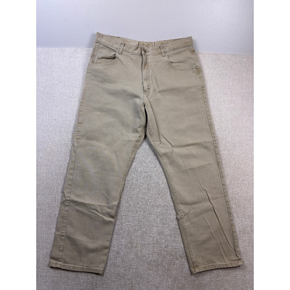 Vintage Wrangler Silver Edition Khaki Jeans Mens 40x32 Tan Straight Leg Denim